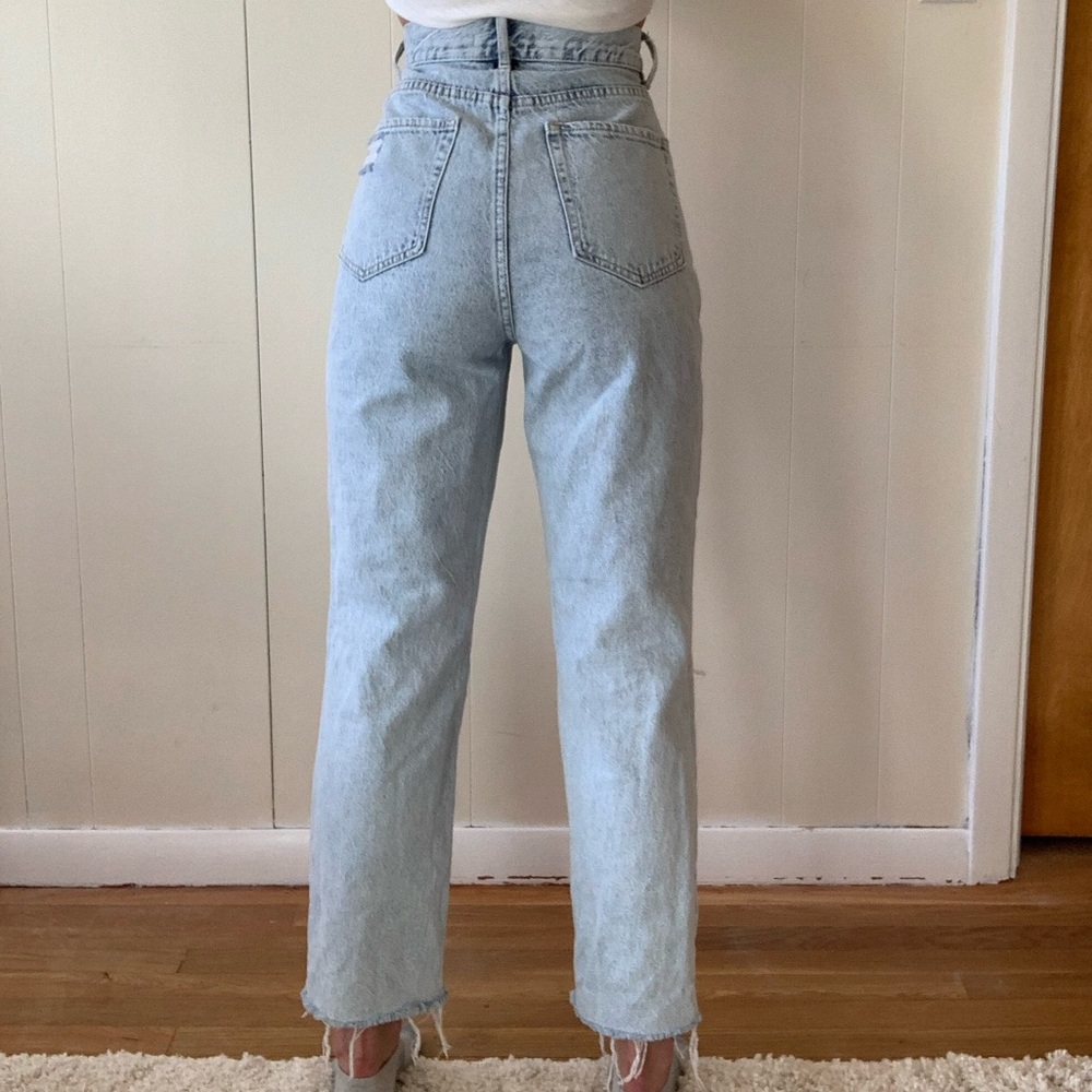 PACSUN High Rise Straight Ripped Button Fly Jeans - Picture 2 of 11